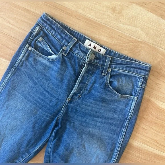 Amo Babe Blue Jeans Size 27 Very Sexy 🖤 Dive Bar Destroy Wash - Picture 8 of 10